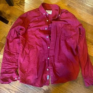 Medium Slim Maroon Soft Wash Collared Button Up Long Sleeve Men’s Express Shirt